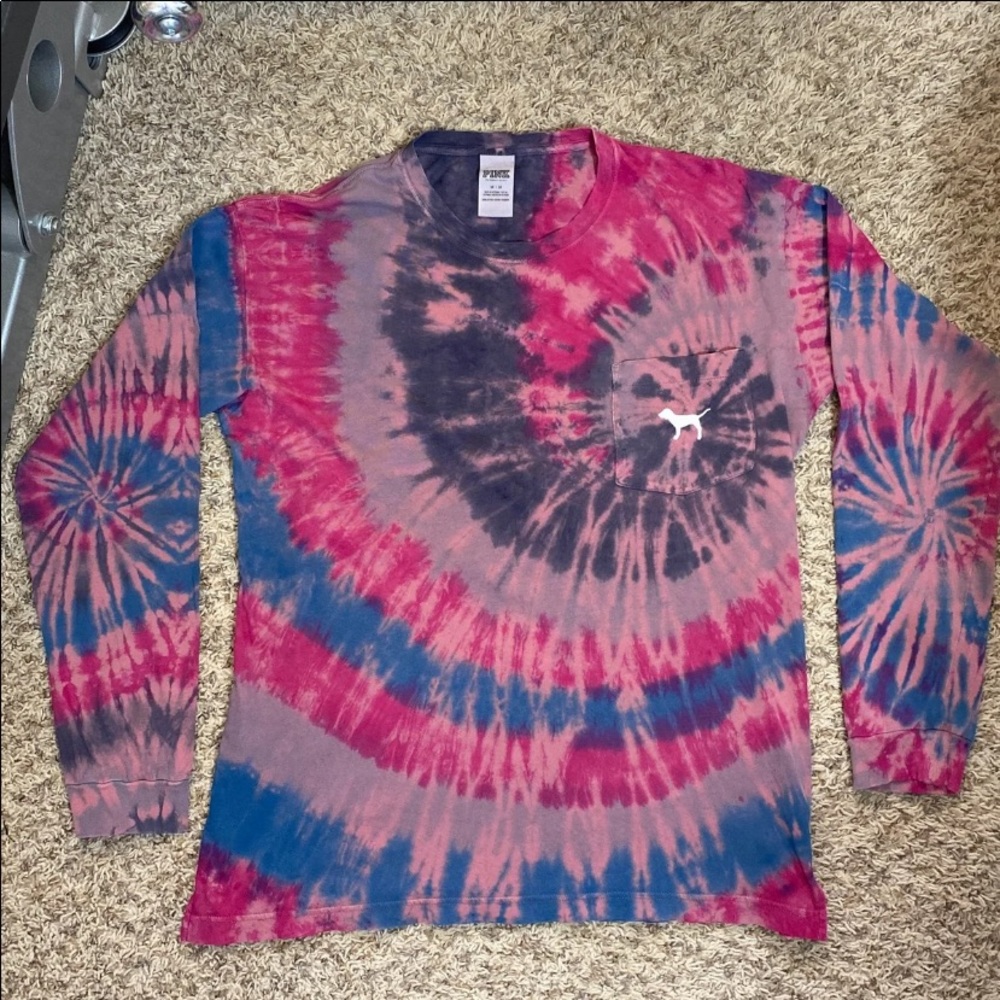 VS PINK Custom Tie Dye L/S Campus Tee - Picture 2 of 9